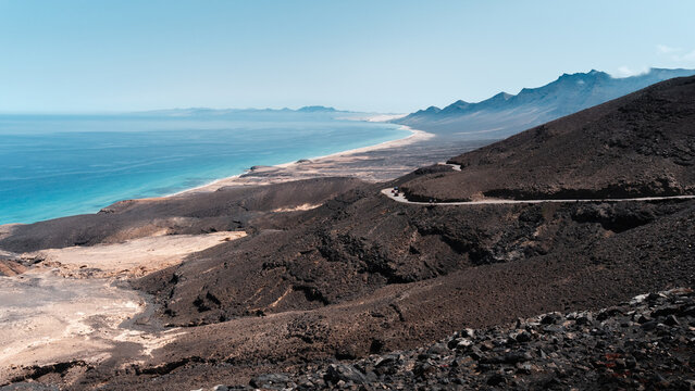 Road towards the beach of Fuerteventura, Cofete