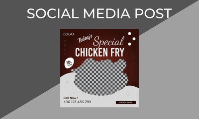 Creative Modern Square Social Media Food Post Design Template Vector