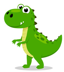 Obraz na płótnie Canvas Dinosaur predator stands on its hind legs and smiles. Character