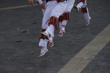 Fototapeta na wymiar Dancers in a Basque folk street festival