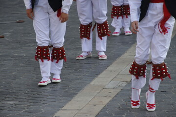 Fototapeta na wymiar Dancers in a Basque folk street festival