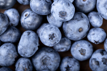Fresh blueberries background with copy space for your text. Vegan and vegetarian concept. Summer healthy food.