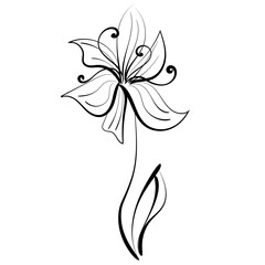 Flower drawing for logo. Suitable for such topics: ecology, beauty, cosmetics.