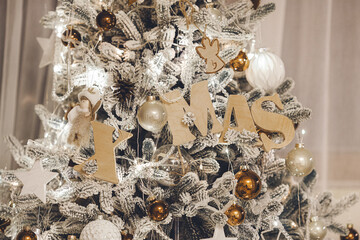 Christmas background. Xmas celebration. Christmas tree. Decorated christmas tree.