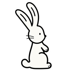 白いウサギのアイコン、シンプルで可愛い線画