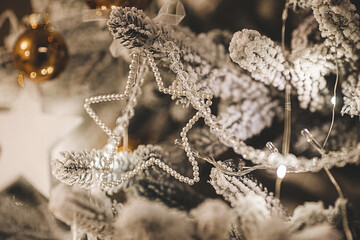 Christmas background. Xmas celebration. Christmas tree. Decorated christmas tree.