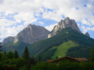 Fassa Valley, Italy, alpine landscape on Dolomites