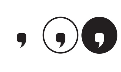 comma icon black outline for web site design 
and mobile dark mode apps 
Vector illustration on a white background