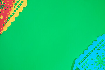 Hispanic heritage month background with mexican paper flags