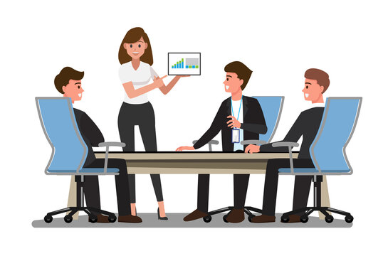 Business People Having Board Meeting,Vector illustration cartoon character.
