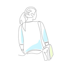 Vector illustration of traveling woman