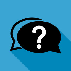 Question icon mark, help or ask bubble graphic symbol, web faq vector illustration