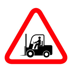 Forklift transport icon, industry vehicle machine symbol, fork truck warehouse vector illustration