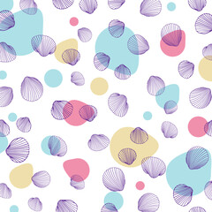 Colorful Seashell Pattern Background For Fabric Gift wrap Print