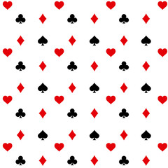 Casino Pattern With Red And Black Playing Card Suits