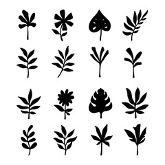 Abstract leaves vector hand drawn illustration