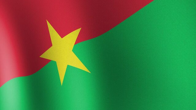 Flag of Burkina Faso Flutters in the Wind. Seamless Animation 3d