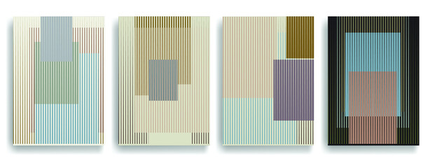 Art composition with lines .Modern art design .Neutral color stripes .Transition speed lines .Bauhaus art style .Geometric shape. Wall art .  © miloje