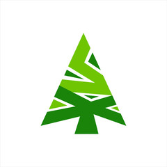 Fototapeta premium Abstract fir tree vector. Letter XS