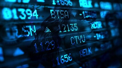 Digital Animation of Stock Market Price Changes. 4k Looped. 