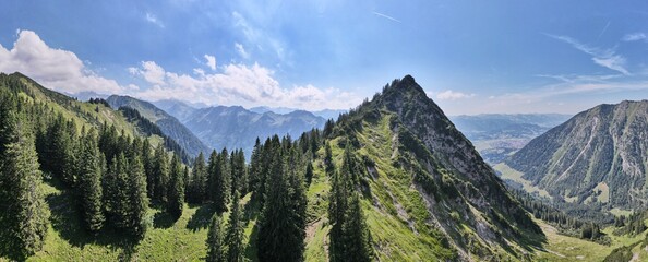 Mountain landscape in the summer season in the German Alps.