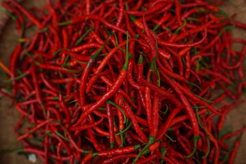 Fototapeta premium Red Chili Background Selective Focus