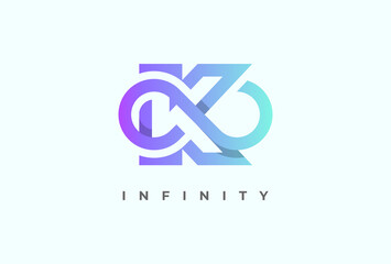 Initial K Infinity Logo,  letter K with infinity icon combination, suitable for technology, brand and company logos, vector illustration
