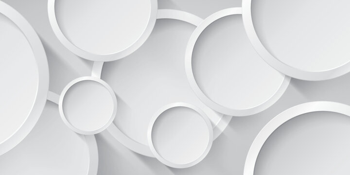 White empty round frames, abstract composition. Mock up objects. Vector design background for you art projects