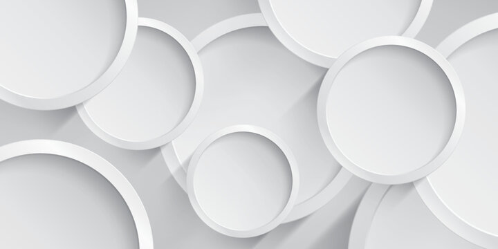 White empty round frames, abstract composition. Mock up objects. Vector design background for you art projects