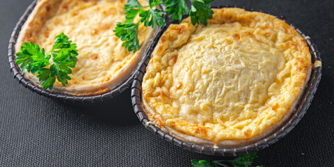 savory pie cheese filling fresh healthy meal food snack diet on the table copy space food background rustic top view