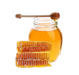 Tasty natural honey on white background. Organic product