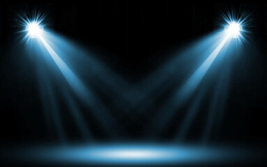 Bright spotlights in darkness. Professional stage equipment
