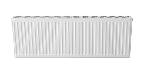 Modern panel radiator on white background. Heating system