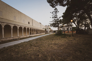 Italy, July 2022: architectural details, at sunset, on the island of San Nicola Isole Tremiti