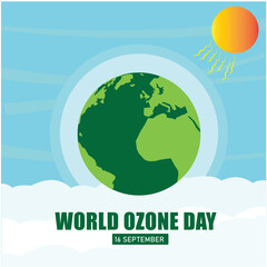 
World Ozone Day 16 September Vector illustration for Poster, Flyer, Brochure Design.