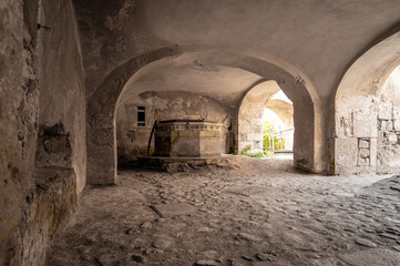 Italy, July 2022: architectural details, at sunset, on the island of San Nicola Isole Tremiti