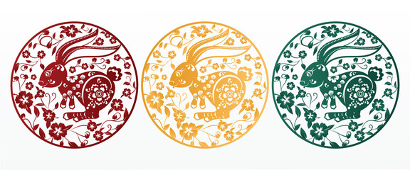 Chinese new year rabbit symbol. Year of the rabbit character isolate vector.