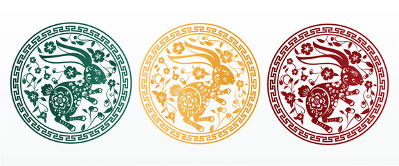 Chinese new year rabbit symbol. Year of the rabbit character isolate vector.