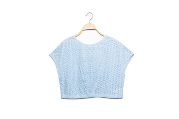 Woman blouse with summer blouse cotton on white background.