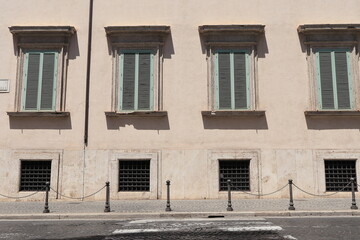 Fototapeta na wymiar Quirinale Building Exterior Close Up with Windows in Rome, Italy