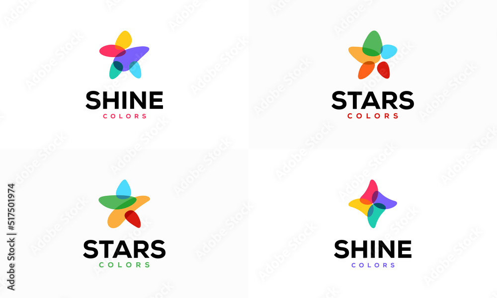 Wall mural set of colorful star logo designs concept vector illustration, shine star logo template icon