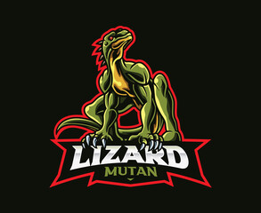 Lizard mascot logo design. Lizard man vector illustration. Logo illustration for mascot or symbol and identity, emblem sports or e-sports gaming team