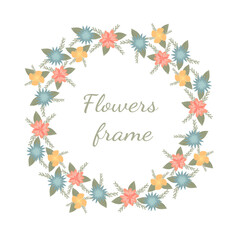 Obraz premium Elegant frame for invitations.Frame of flowers and leaves.Decoration of flowers and leaves.