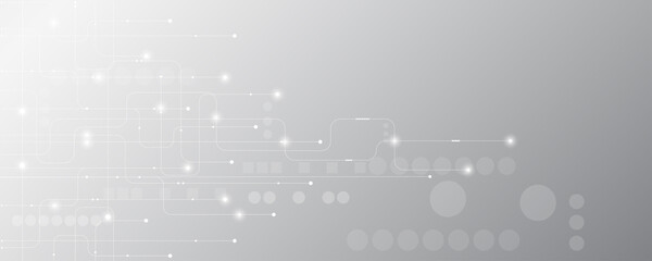 Grey white Abstract technology background, Hi tech digital connect, communication, high technology concept, science background