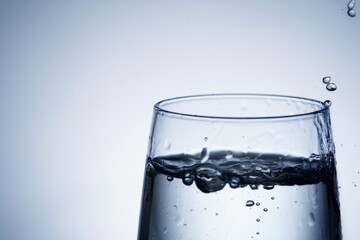 Close-up shot of pouring water into a glass
