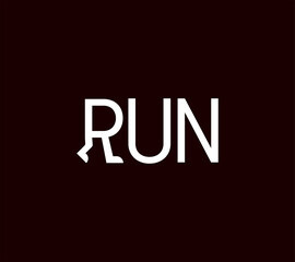 RUN Typography design logo. Running letter. Modern creative running design. Concept Minimal Logo Design Template.