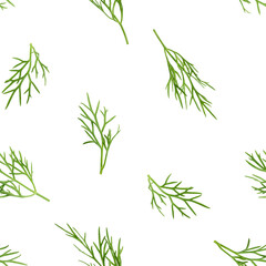 Dill isolated on white background, SEAMLESS, PATTERN
