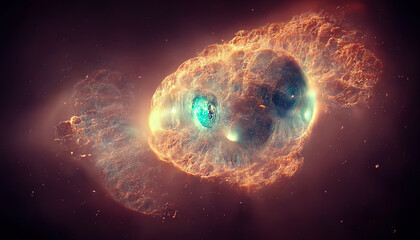 planetary nebula. Nebula in outer space, galaxy. Beautiful space neon abstract background.