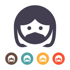 Woman face with mask icon
