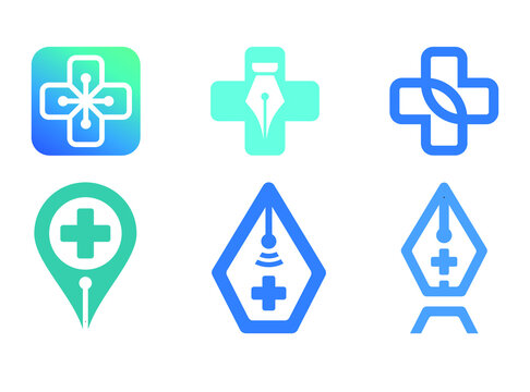 Medical Healthcare with Pen Ink Business Company Logo Design Concept Collection